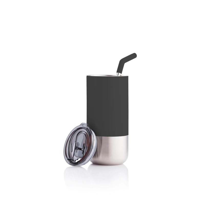 BORCULO - CHANGE Collection Insulated Tumbler with Reusable Straw - Black