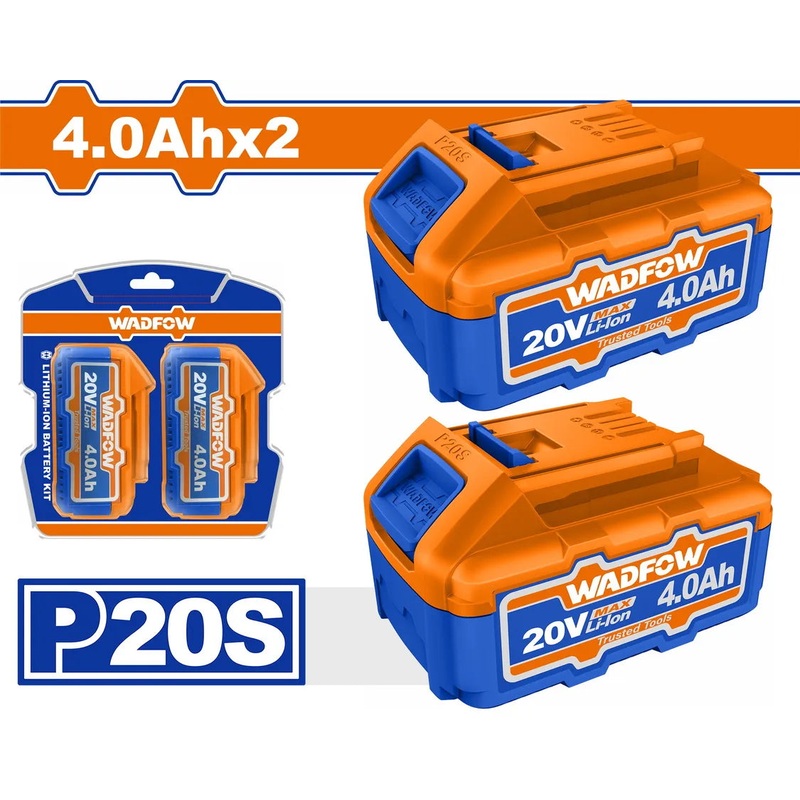 WADFOW 20V 4.0Ah Lithium-Ion Battery Pack Set of 2 | WOS240685