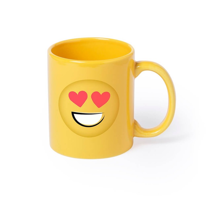 Ceramic Mug With Fun Emoji Designs - Heart 370ml