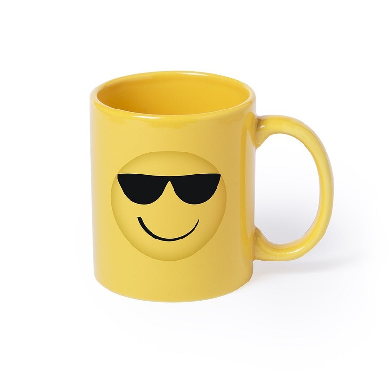 Ceramic Mug With Fun Emoji Designs - Sunglass 370ml