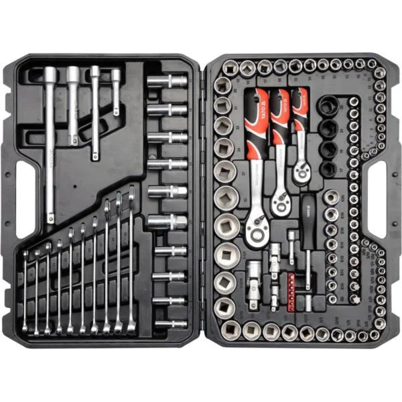 Yato YT-38801 1/4", 3/8", and 1/2" Drive Socket Set, 120 Pieces