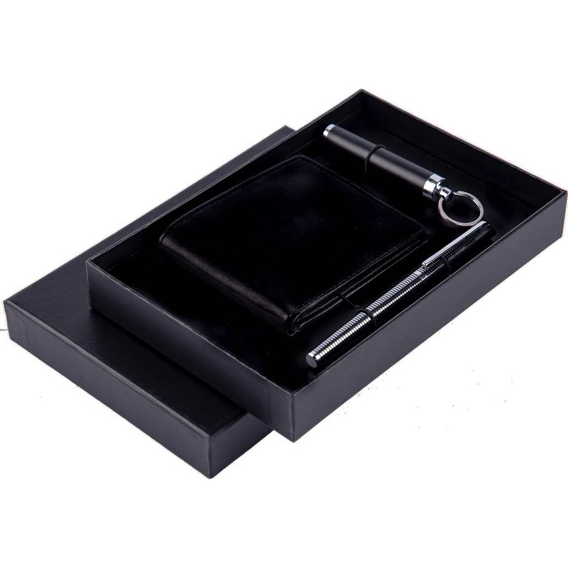 TUMBES - Set of Mens Wallet, Flashlight Keyring and Metal Pen