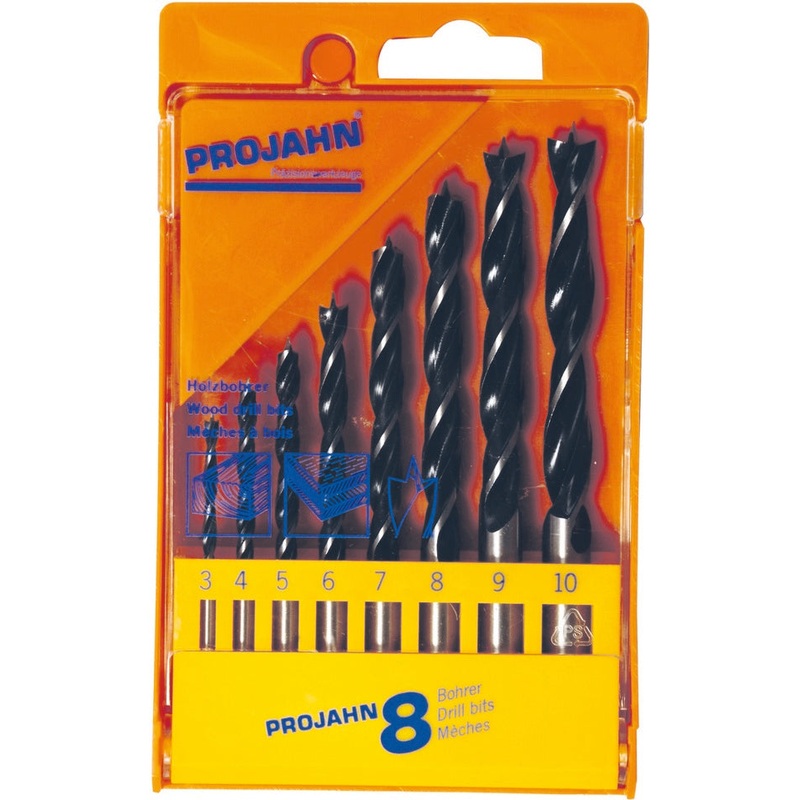 Wood drill set, 3-10 mm, 8 pcs, plastic case | 67040