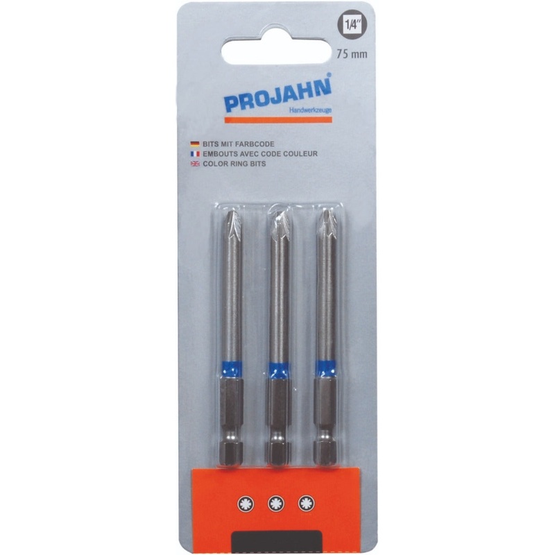1/4 pozidriv color bit no.2 75 mm 3pcs | 1812-03