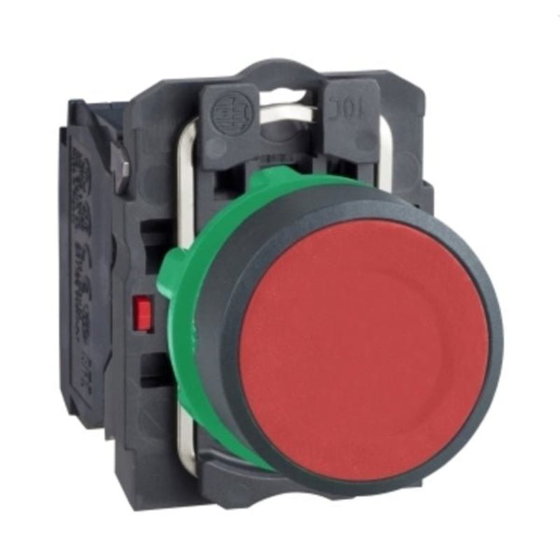 Push button, plastic, flush, red, 22, spring return, unmarked | XB5AA42N