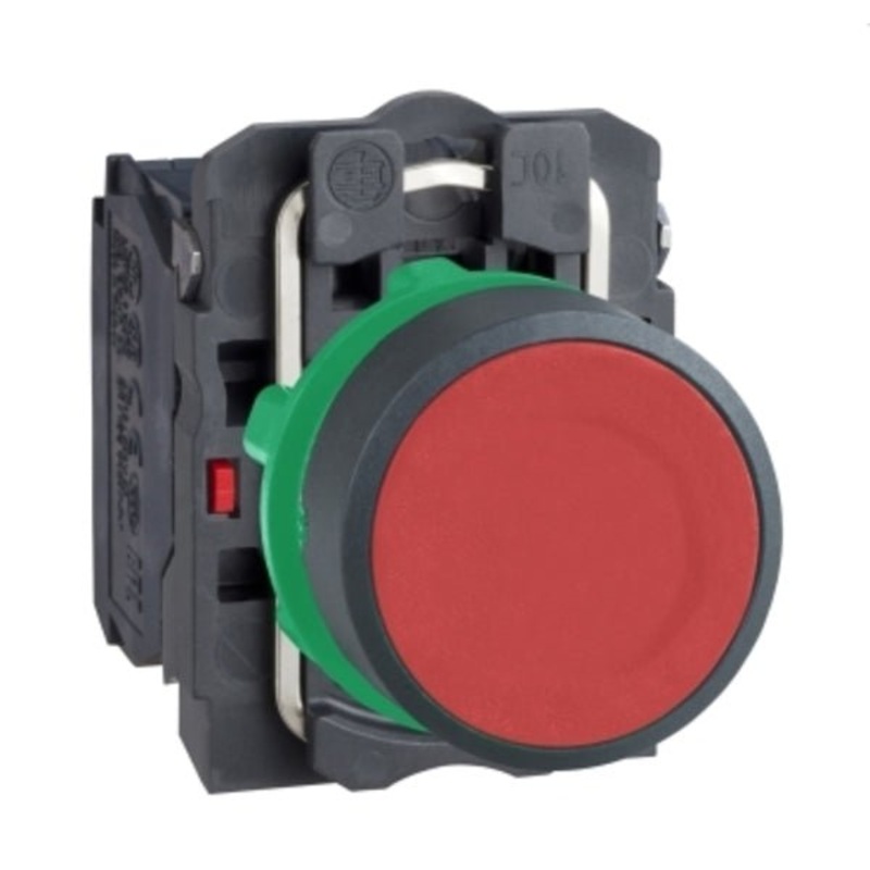 Push button, plastic, flush, red, 22mm, spring return, marked | XB5AA4322