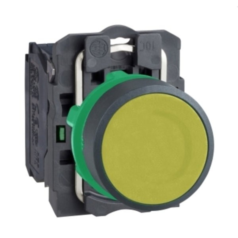 Push button, plastic, flush, yellow, 22, spring return, unmarked | XB5AA51N