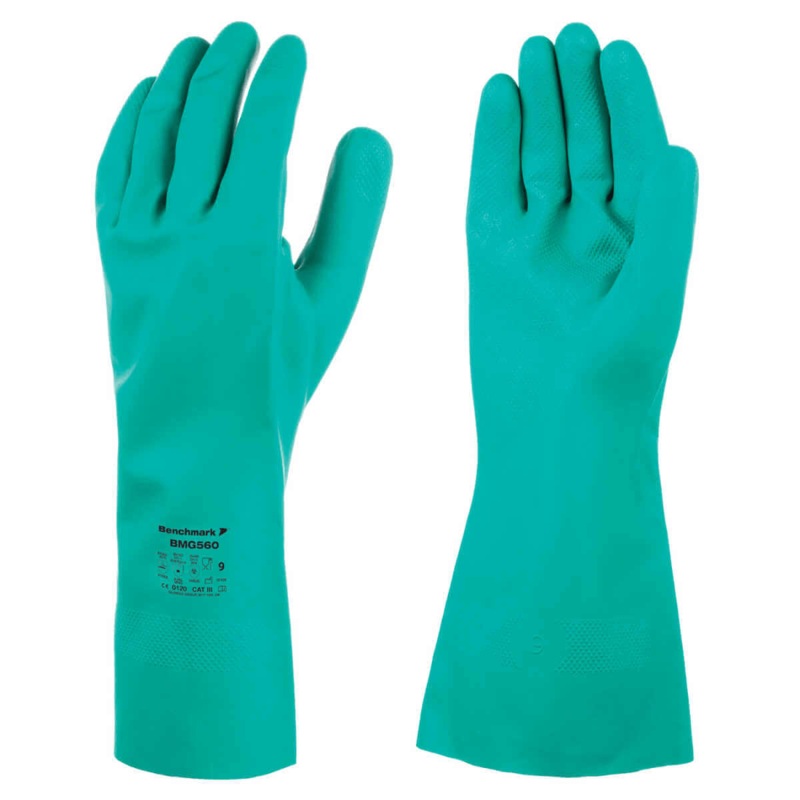 Chemical Gloves Resistant Flock Lined Nitrile Gauntlet | BMG560
