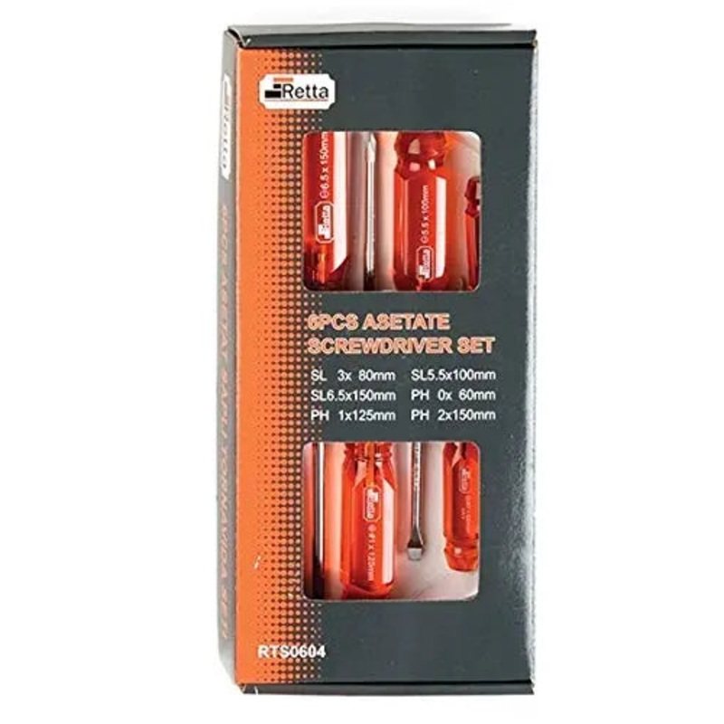 Retta Screwdriver Set Slotted and Phillips 6 Piece | RTS0604