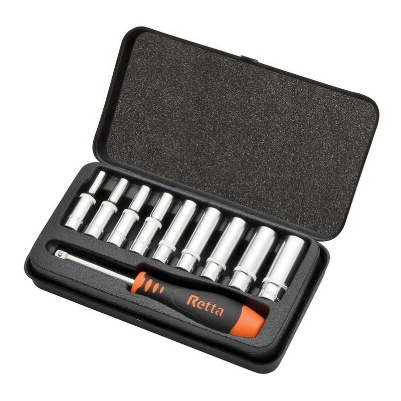 Retta | 1/4 Inch Socket Set 10 Pieces 6-Point | RLT1001