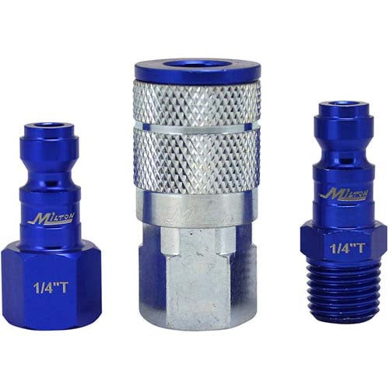 3 PC BLUE T-STYLE 1/4 COUPLER +PLUG KIT