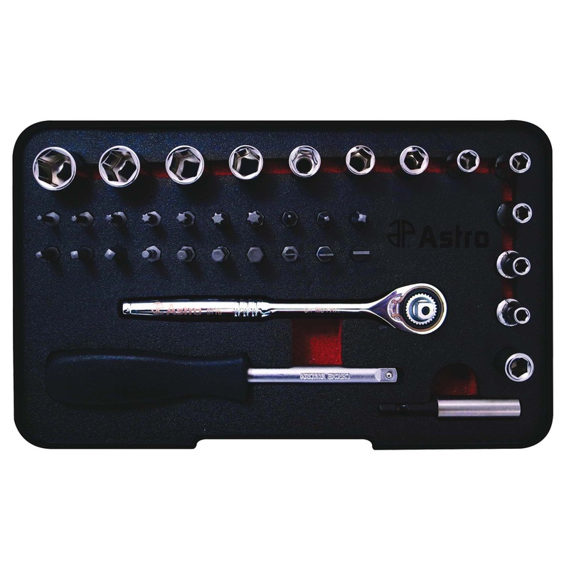 36 PC 1/4" DR WOBBLE HD RATCH/SKT/BIT SET