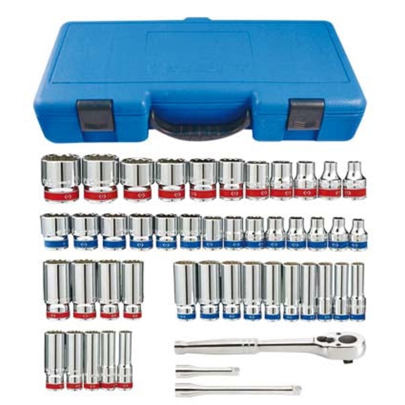 47 PC. 3/8" DR 6PT SAE/METR. CHROME  SOCK.SET