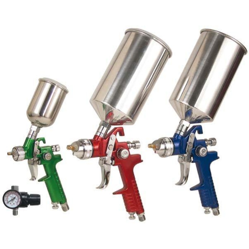 4PC HVLP SPRAY GUN SET IN ALUM.CARRY CASE