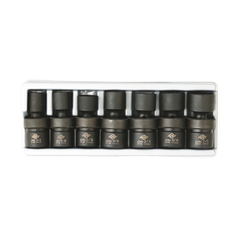 7 PC 1/2" DR UNIV IMP SKT SET