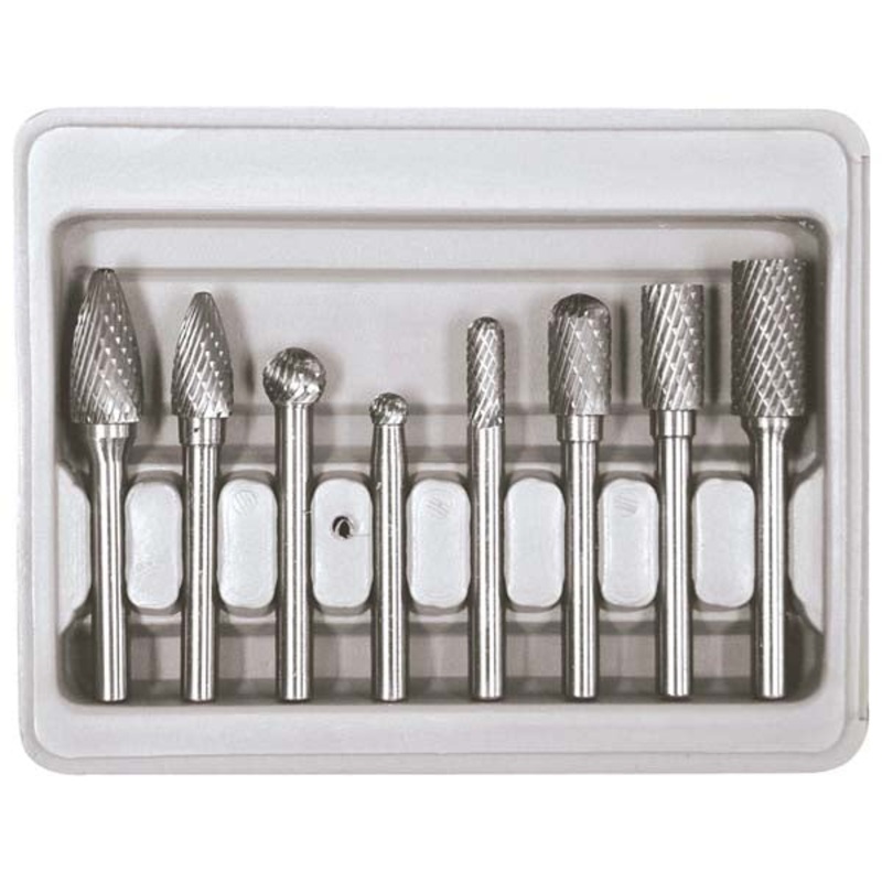 8 PC DBL CUT CARBIDE BURR SET 1/4" SHANK