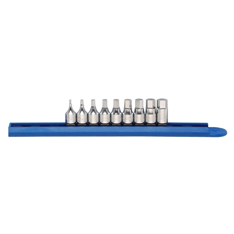 9 PIECE - STUBBY METRIC HEX BIT SET , 1/4" DRIVE