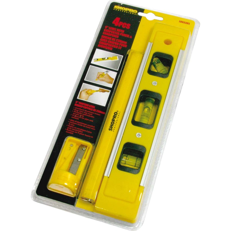 9" TORPEDO LEVEL+PENCILS+SHARPNER