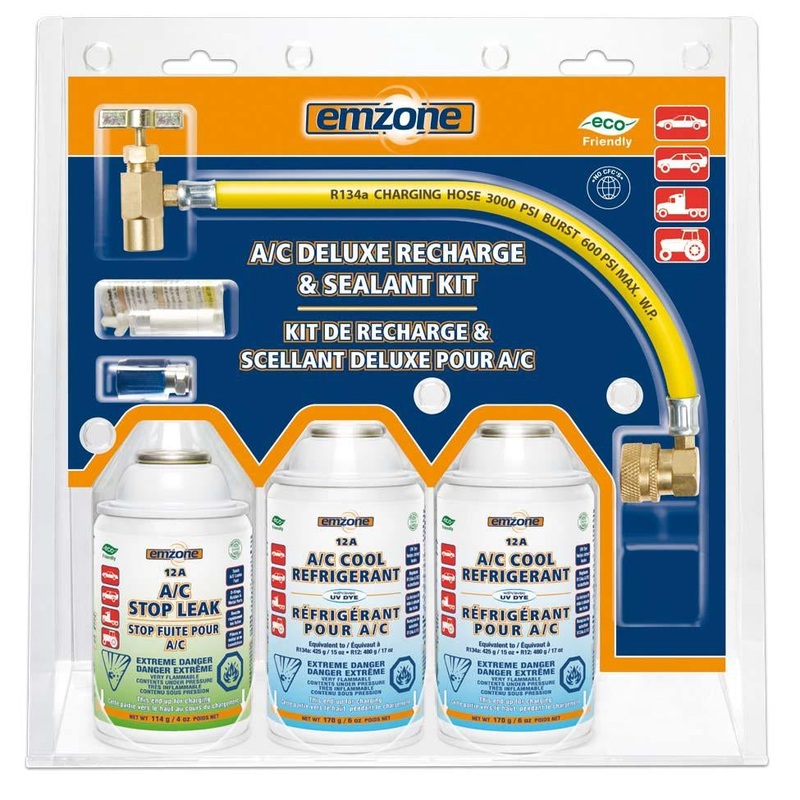 A/C DELUXE RECHARGE & SEALANT KIT 2 cans 45851 and 1 can 45856 EM-45883