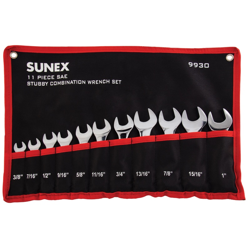 11 Piece SAE Stubby Combo Wrench Set SX-9930