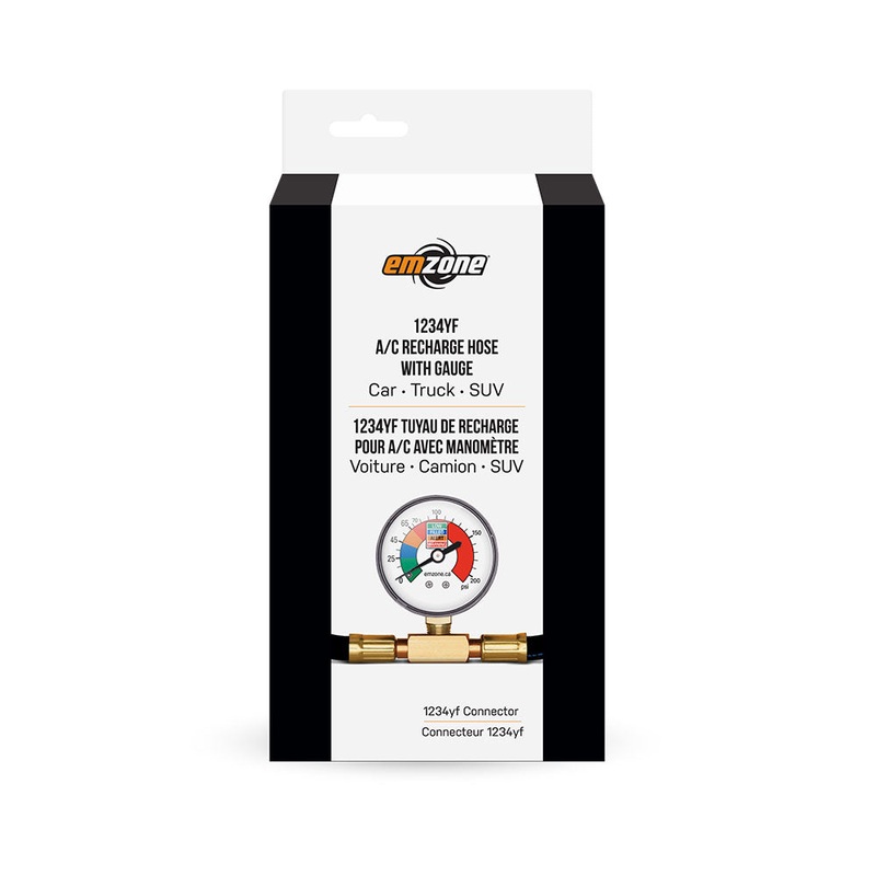1234yf A/C Recharge Hose w Gauge (Black) Retail Box EM-45763