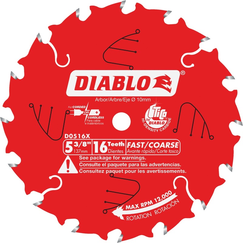 Diablo 5-3/8 In. 16-Tooth Fast Framing Trim Circular Saw Blade
