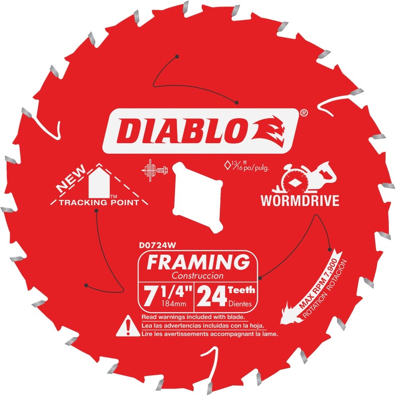 Diablo 7-1/4 In. 24-Tooth Framing Circular Saw Blade, Bulk