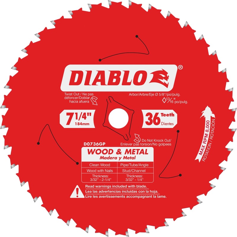 Diablo 7-1/4 In. 36-Tooth Circular Saw Blade, Bulk