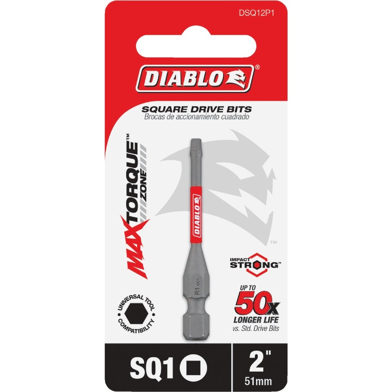 Diablo #1 Square Recess 2 In. Power Impact Screwdriver Bit