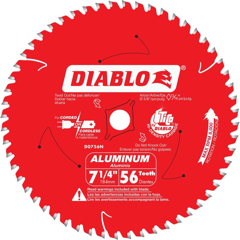 Diablo 7-1/4 In. 56-Tooth Aluminum Circular Saw Blade, Bulk