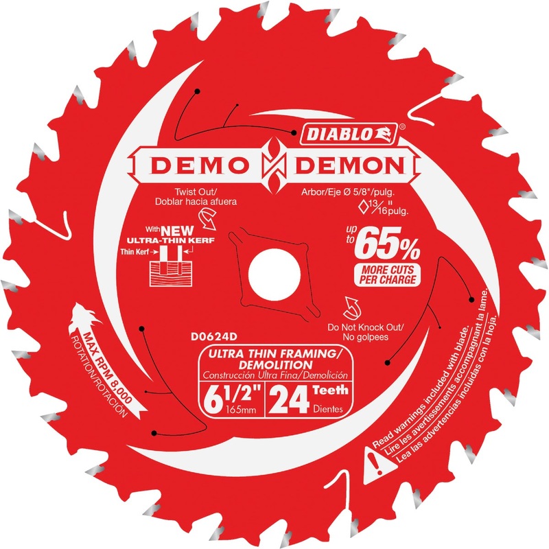 Diablo Demo Demon 6-1/2 In. 24-Tooth Ultra Thin Framing/Demolition Circular Saw Blade