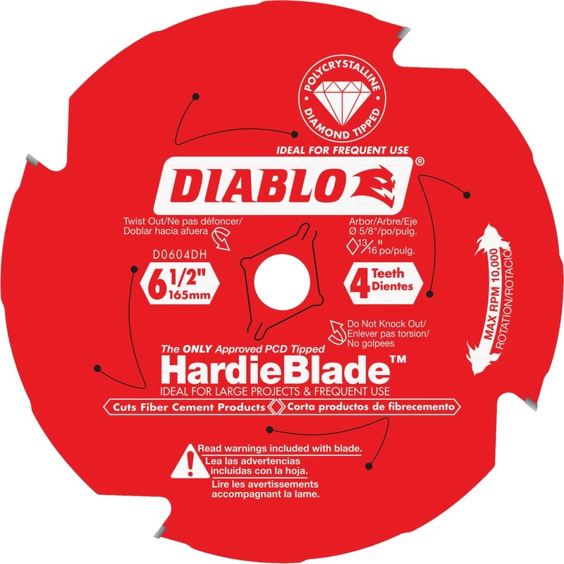 Diablo HardieBlade 6-1/2 In. 4-Tooth PCD Fiber Cement Circular Saw Blade, Bulk