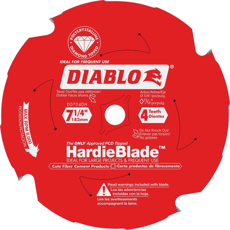 Diablo HardieBlade 7-1/4 In. 4-Tooth PCD Fiber Cement Circular Saw Blade, Bulk