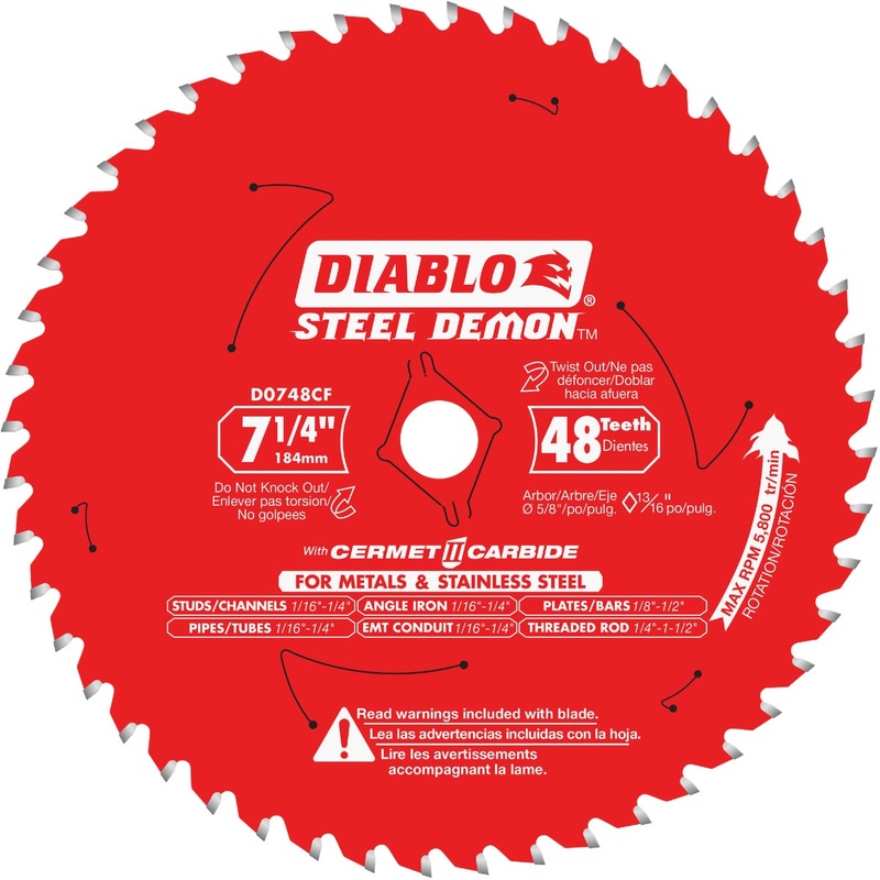 Diablo Steel Demon 7-1/4 In. 48-Tooth Cermet II Metal Circular Saw Blade, Bulk