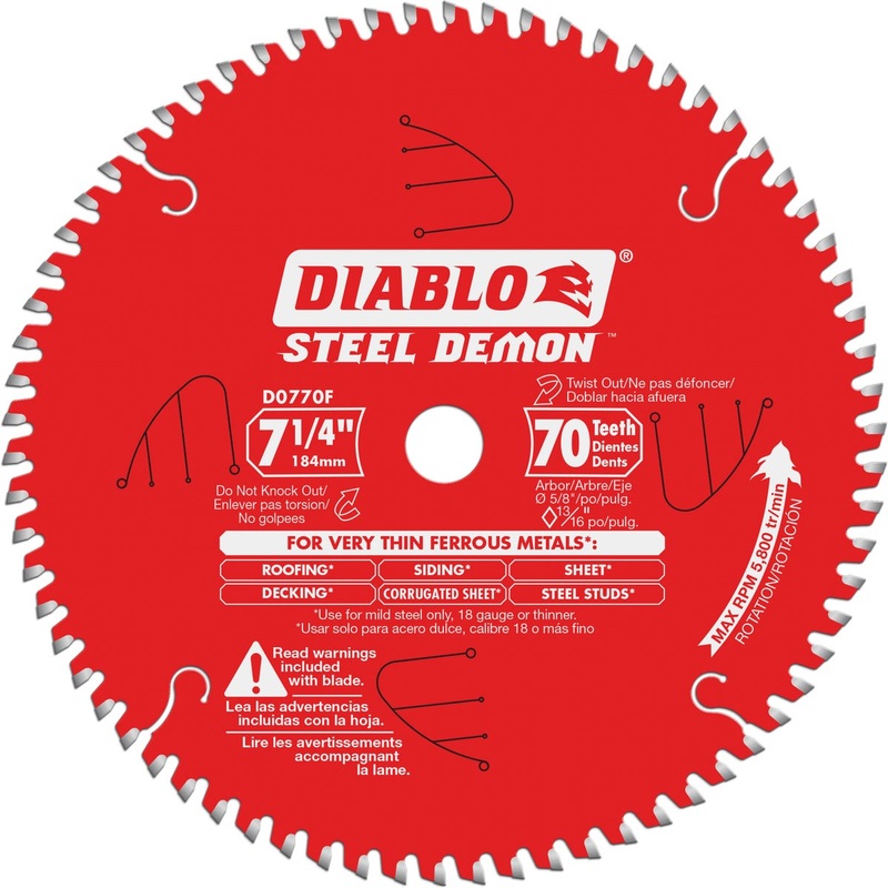 Diablo Steel Demon 7-1/4 In. 70-Tooth Thin Metal Circular Saw Blade, Bulk