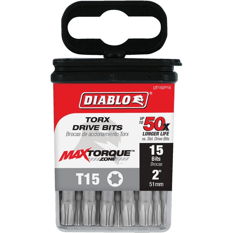Diablo T15 TORX 2 In. Power Impact Screwdriver Bit (15-Pack)