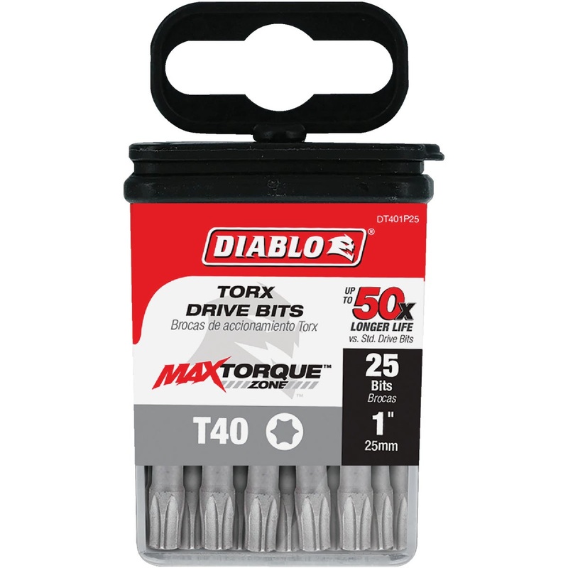 Diablo T40 TORX 1 In. Insert Impact Screwdriver Bit (25-Pack)