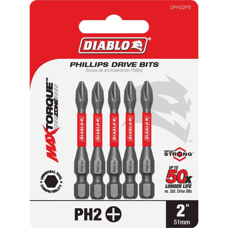 Diablo #2 Phillips 2 In. Power Impact Screwdriver Bit (5-Pack)