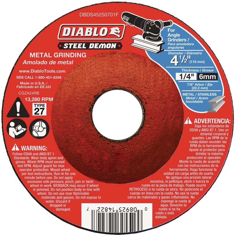 Diablo Steel Demon Type 27 4-1/2 In. x 1/4 In. x 7/8 In. Metal Cut Off Wheel