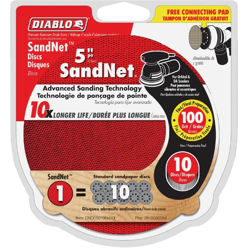 Diablo SandNet 5 In. 100 Grit Sanding Disc with Connection Pad (10-Pack)