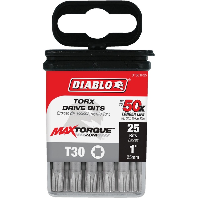Diablo T30 TORX 1 In. Insert Impact Screwdriver Bit (25-Pack)