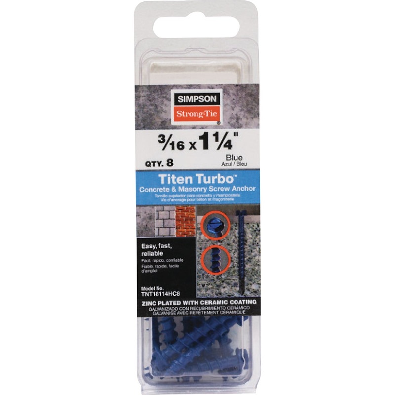 Simpson Strong-Tie Titen Turbo 3/16 In. x 1-3/4 In. Hex-Head Concrete and Masonry Screw, Blue (8-Qty)
