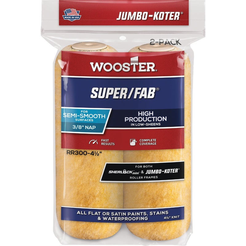 Wooster Jumbo-Koter Super/Fab 4-1/2 In. x 3/8 In. Button End Knit Paint Roller Cover (2-Pack)
