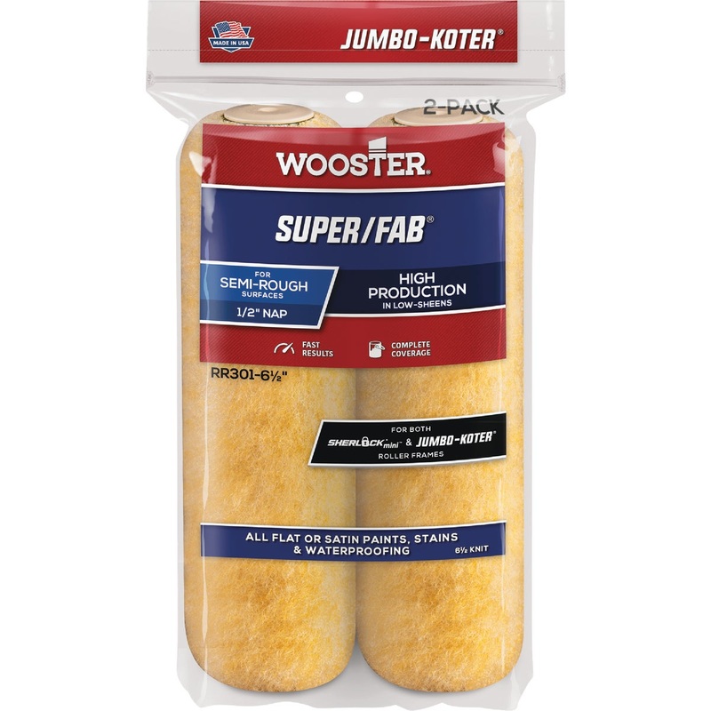 Wooster Jumbo-Koter Super/Fab 6.5 In. x 1/2 In. Button End Knit Roller Cover (2-Pack)