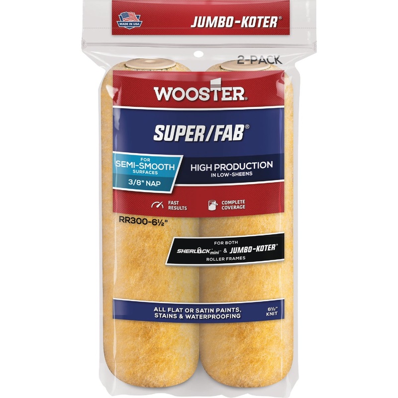 Wooster Jumbo-Koter Super/Fab 6.5 In. x 3/8 In. Button End Knit Roller Cover (2-Pack)