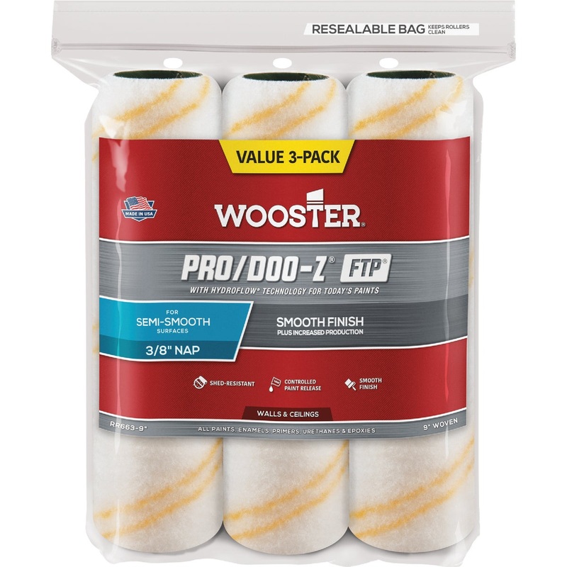 Wooster Pro/Doo-Z FTP 9 In. x 3/8 In. Woven Fabric Roller Cover (3-Pack)