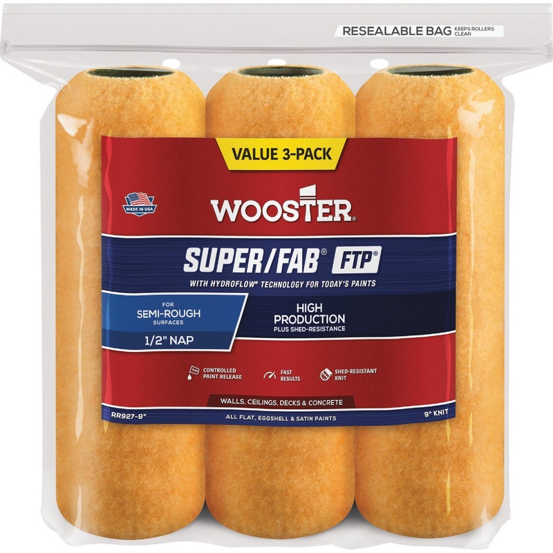 Wooster Super/Fab FTP 9 In. x 1/2 In. Knit Fabric Roller Cover (3- Pack)