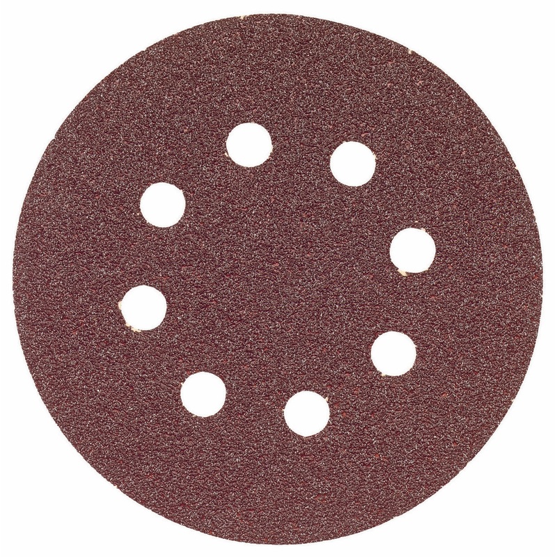 Bosch SR5R060 5" Hook & Loop Sanding Disc, 8-Hole, Red, 60 Grit (5Pk)