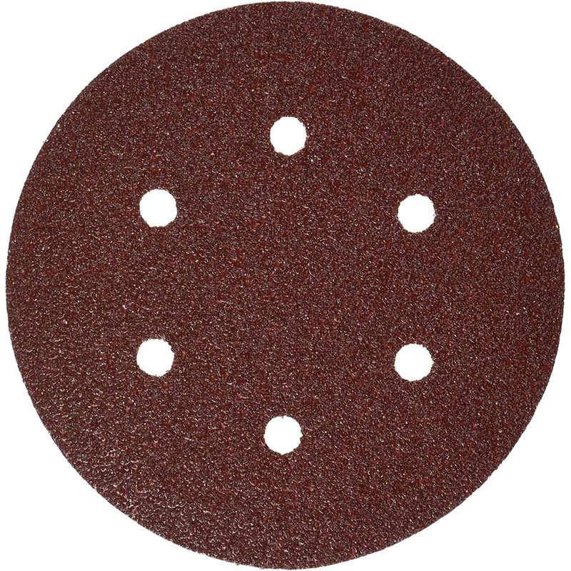 Bosch SR6R040 6" Hook & Loop Sanding Disc, 6-Hole, Red, 40 Grit (5Pk)