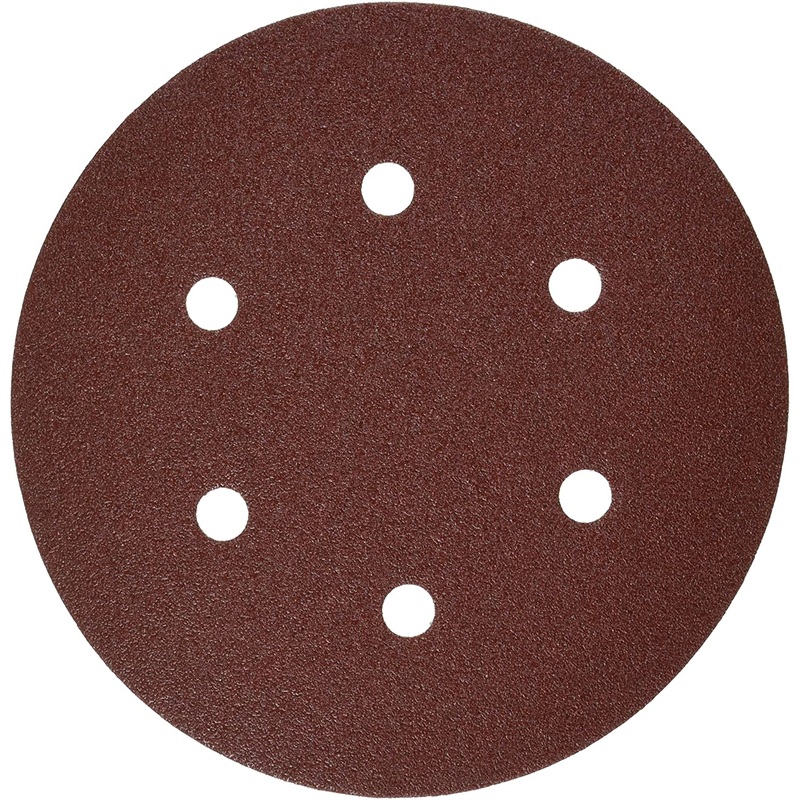 Bosch SR6R080 6" Hook & Loop Sanding Disc, 6-Hole, Red, 80 Grit (5Pk)